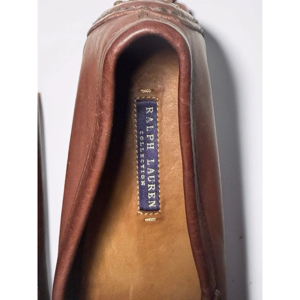 Ralph Lauren Purple Label Cordovan Brown Leather Drivers Loafers Size 7